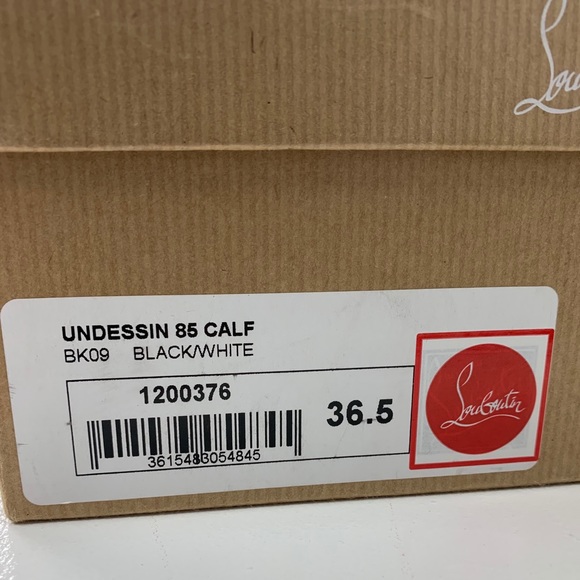 Christian Louboutin Black/White Undessin 85 Calf - Picture 8 of 8